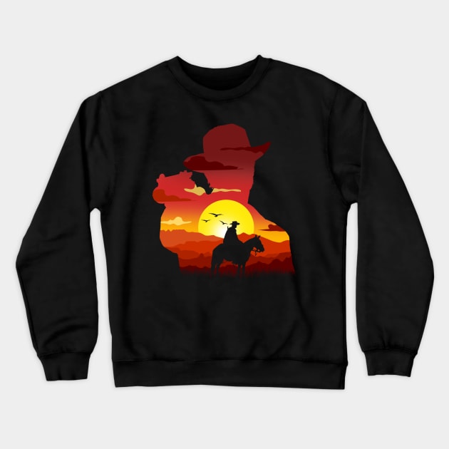 Arthur Morgan SunSet Silhouette Crewneck Sweatshirt by Meca-artwork